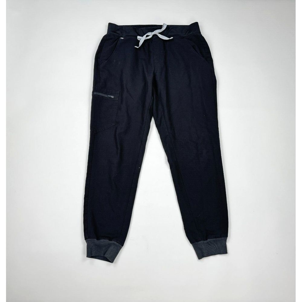 Figs Zamora Jogger Scrub Pants Women M EUC Cargo Pockets Elastic Waist Black